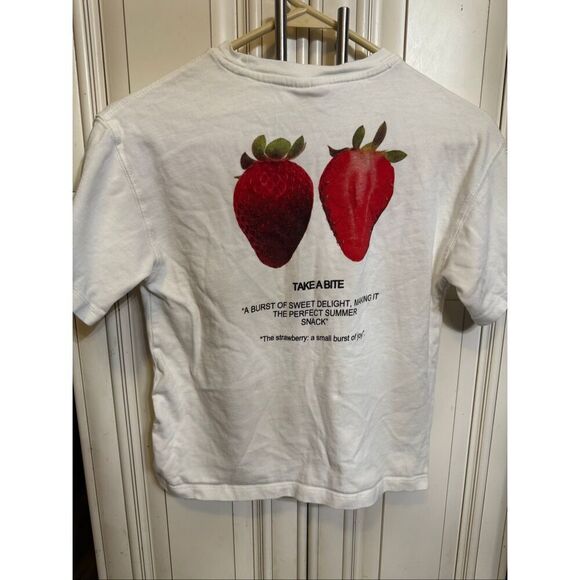 Zara Kids The Perfect Snack Strawberry Take A Bite Graphic Tee White Size 9-10 - Picture 3 of 7